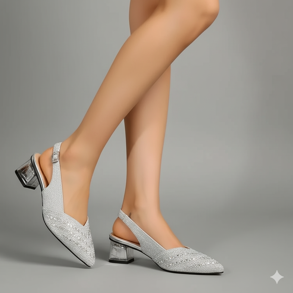 EQ GL – Glam Vol 4 | Women’s Sparkle Slingback Block Heel Sandals