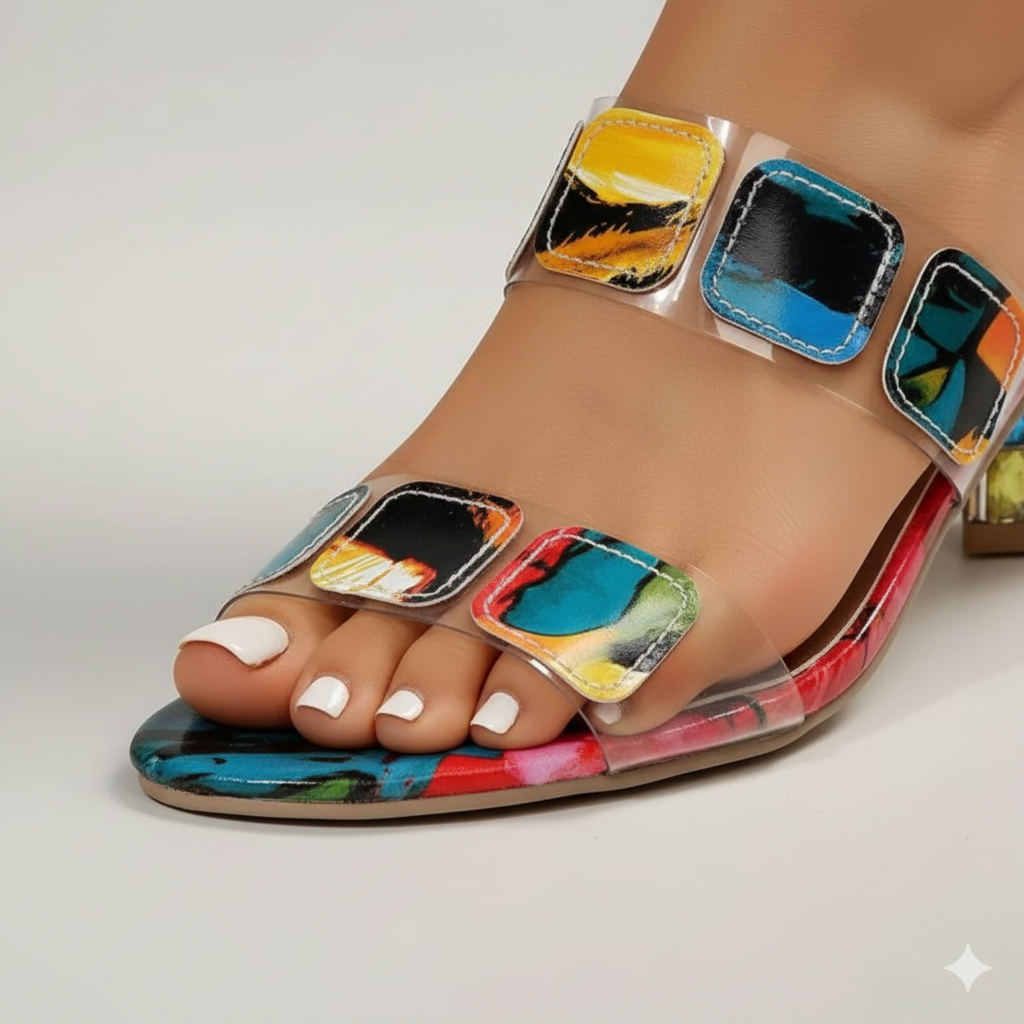 EQ CS – Summer Vol 8 | Women Colorblock Slip-On Block Heels