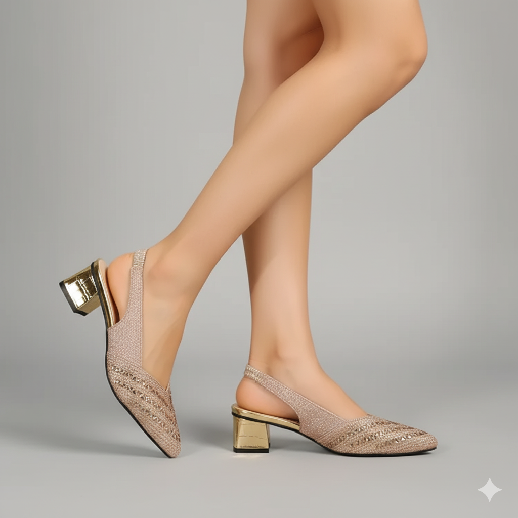 EQ GL – Glam Vol 4 | Women’s Sparkle Slingback Block Heel Sandals