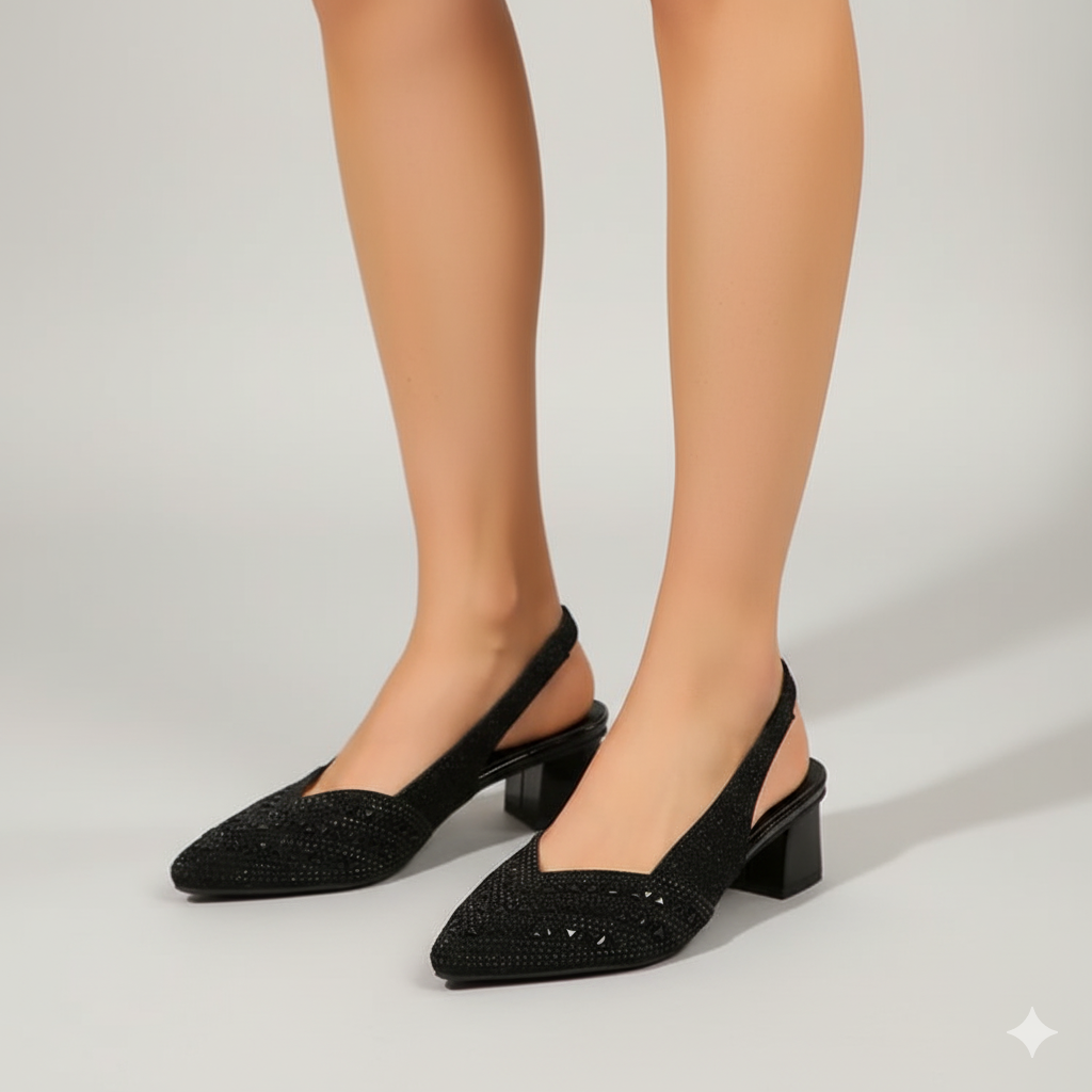 EQ GL – Glam Vol 4 | Women’s Sparkle Slingback Block Heel Sandals