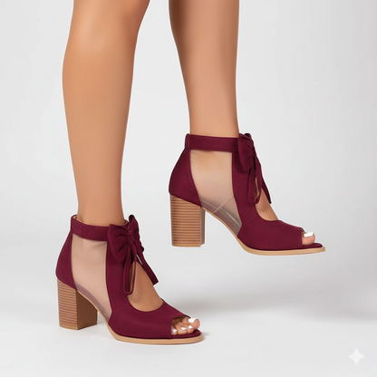 EQ SN – Comfort Vol 21 | Women’s Bow-Tie Peep Toe Block Heel Sandals