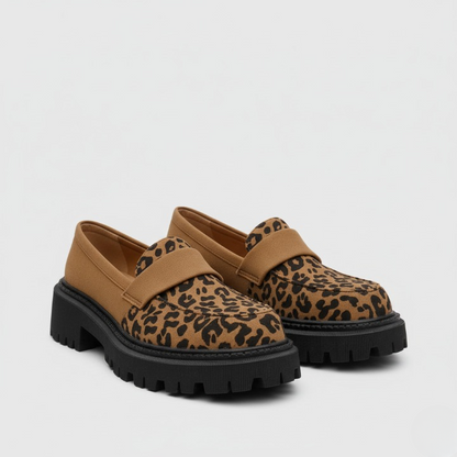 EQ - 006 | Orthopedic Leopard Platform Loafers For Women