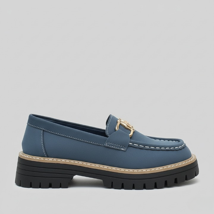 EQ - 007 | Orthopedic Gold-Buckle Platform Loafers For Women