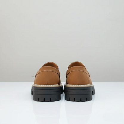 EQ - 007 | Orthopedic Gold-Buckle Platform Loafers For Women