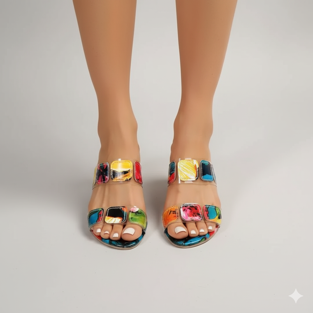EQ CS – Summer Vol 8 | Women Colorblock Slip-On Block Heels