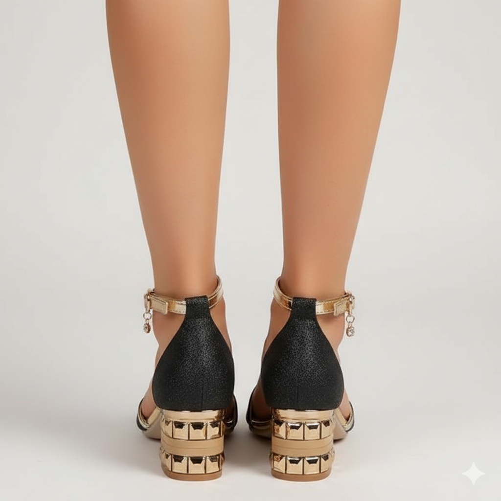 EQ SN – Comfort Vol 15 | Women’s Glitter Ankle Strap Block Heel Sandals