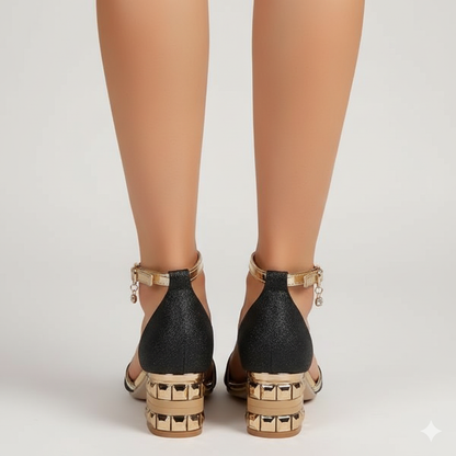 EQ SN – Comfort Vol 15 | Women’s Glitter Ankle Strap Block Heel Sandals