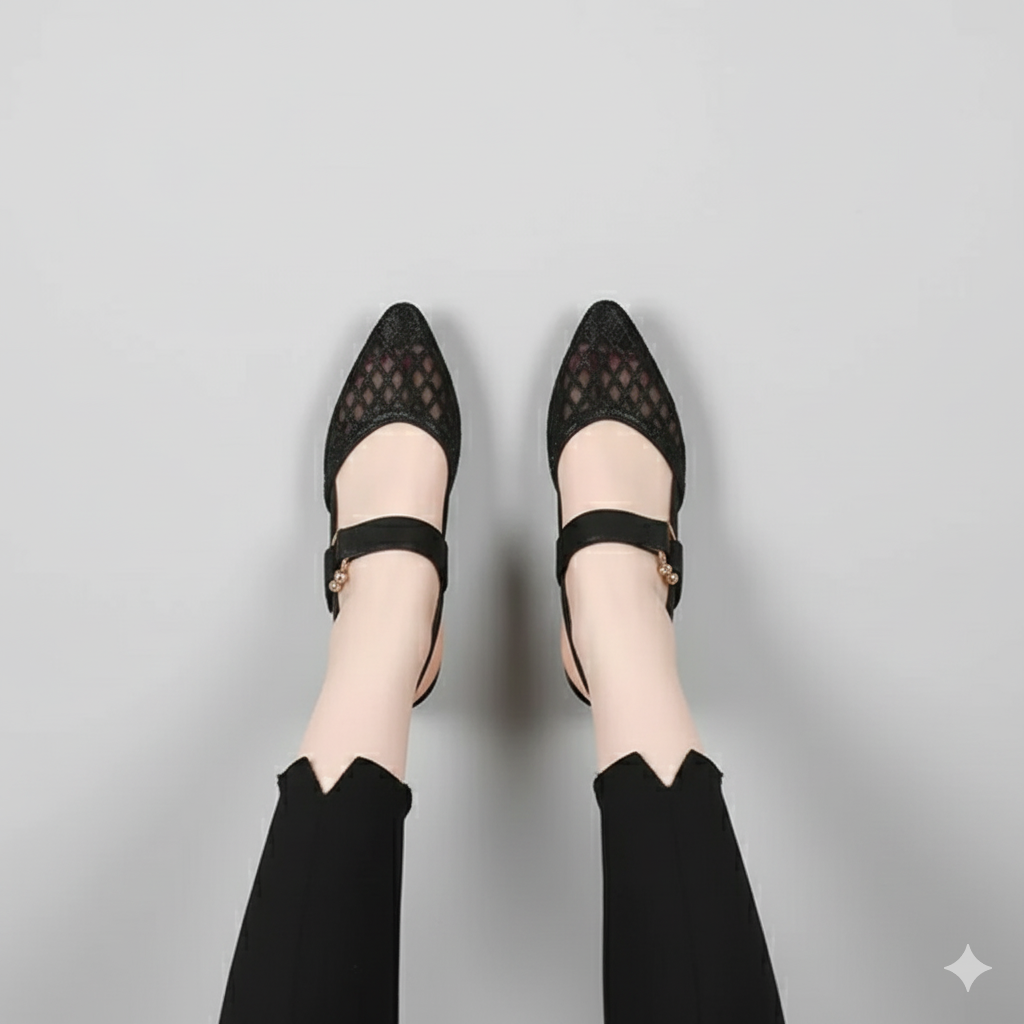 EQ SN – Comfort Vol 19 | Women’s Mesh Slingback Block Heel Pumps