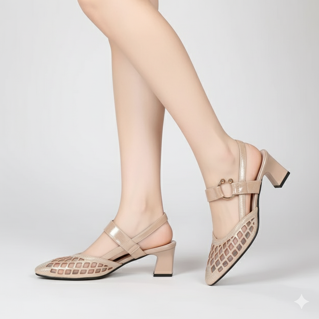 EQ SN – Comfort Vol 19 | Women’s Mesh Slingback Block Heel Pumps