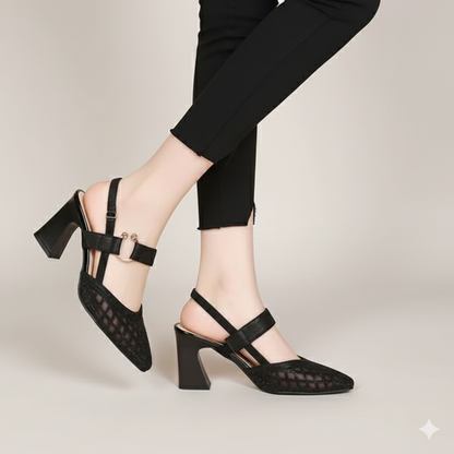 EQ SN – Comfort Vol 19 | Women’s Mesh Slingback Block Heel Pumps
