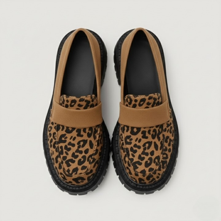 EQ - 006 | Orthopedic Leopard Platform Loafers For Women