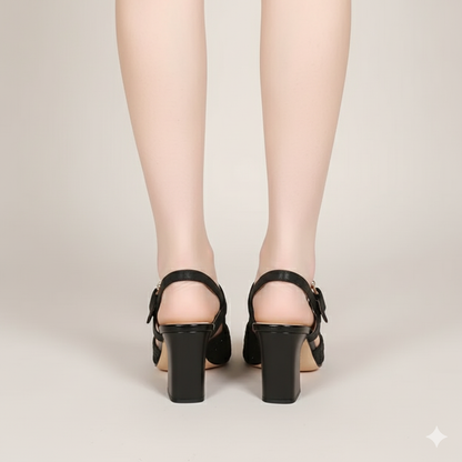 EQ SN – Comfort Vol 19 | Women’s Mesh Slingback Block Heel Pumps