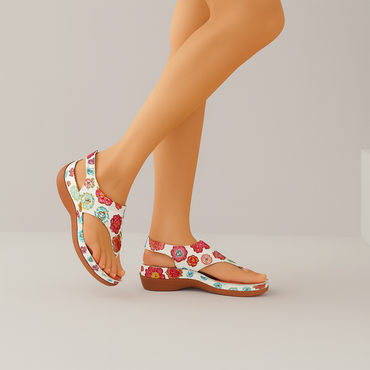 Orthopedic Floral Wedge Sandals For Women