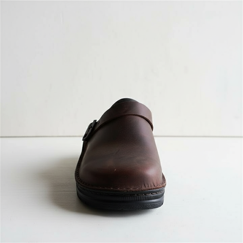 EQ FS – Casual Vol 2 | Men’s Brown Leather Slip-On Clogs with Adjustable Strap