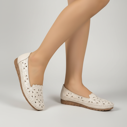 Orthopedic Floral Cut-Out Loafers For Women