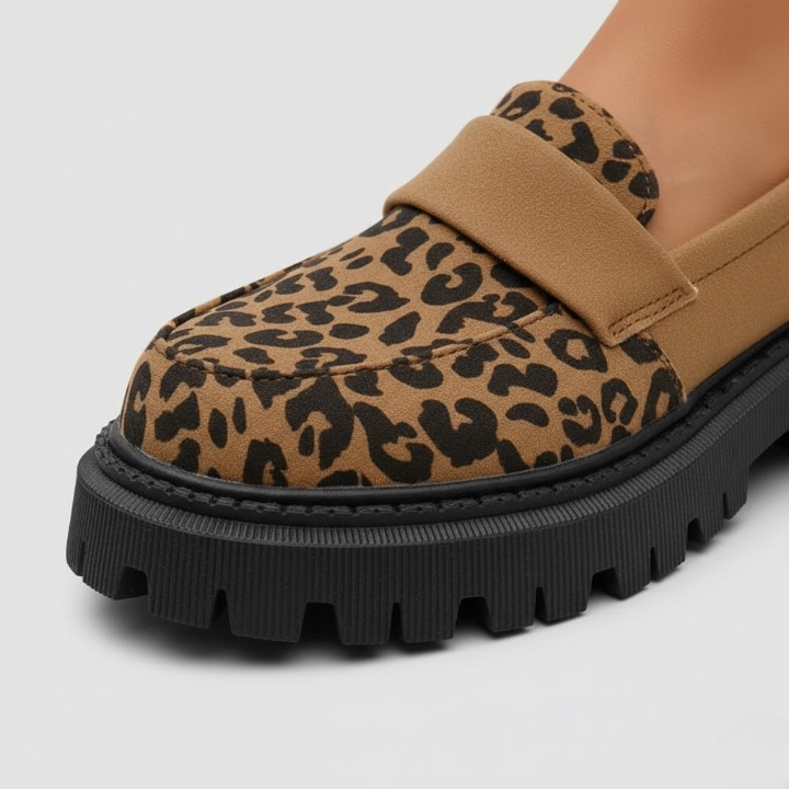 EQ - 006 | Orthopedic Leopard Platform Loafers For Women